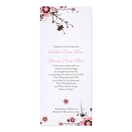 Pink & Brown Cherry Blossom Wedding Invite