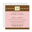 Pink Brown Cream Monogram Wedding Invitation invitation