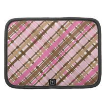 Pink Brown Criss Cross Diagonal Gingham Weave Folio Planners