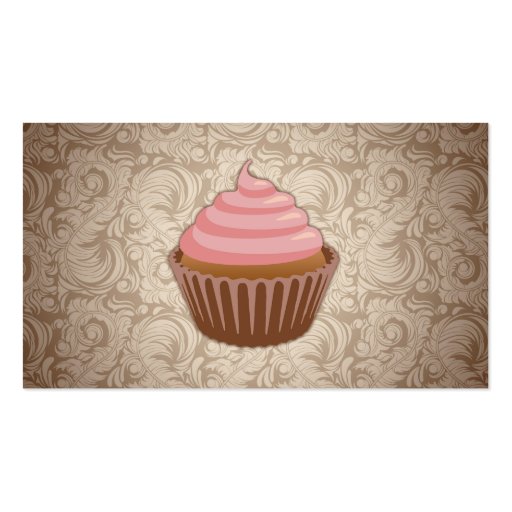 Pink/Brown Cupcake Business Card Templates (back side)