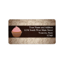 Pink/Brown Cupcake Custom Address Label