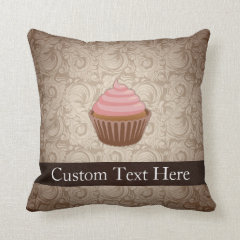Pink/Brown Cupcake Throw Pillows