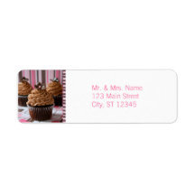 Pink & Brown Cupcakes Return Address Labels