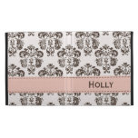 Pink Brown Damask iPad Folio Case Cover