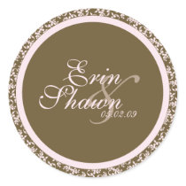 Pink & Brown Damask TEMPLATE stickers
