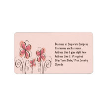 Pink & Brown Doodle Flowers Design Personalized Address Labels
