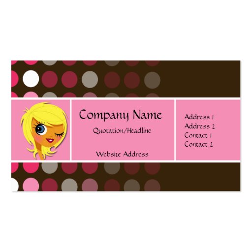 Pink & Brown Dots Chic Business Card (front side)