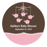 Pink & Brown Elephant Mobile Baby Shower stickers