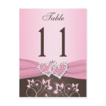 Pink, Brown Floral, Hearts Table Number Post Card
