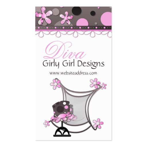 Pink & Brown Girly Girl Diva Business Cards (front side)
