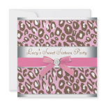 Pink Brown Leopard Sweet 16 Party Custom Invites