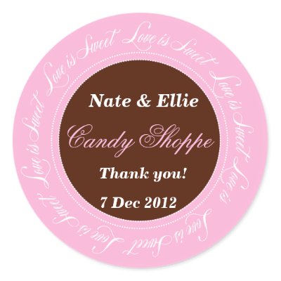 Pink & Brown Love is Sweet Candy Shoppe Sticker