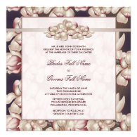 Pink Brown Magnolia Wedding Invitations