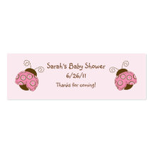 Pink & Brown Mod Ladybug Baby Shower Favor/Tags Business Card