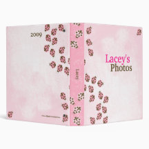 Pink Brown Modern Ladybug Girl's Photo Album Binder