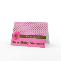 Pink & Brown Polka Dot Baby Shower Invitation cards