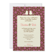 Pink & Brown Polka-dot Lovebirds Invitation invitation