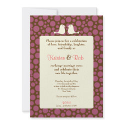 Pink & Brown Polka-dot Lovebirds Invitation invitation