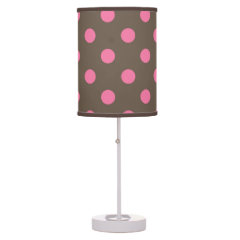 Pink Brown Polka dot table lamp