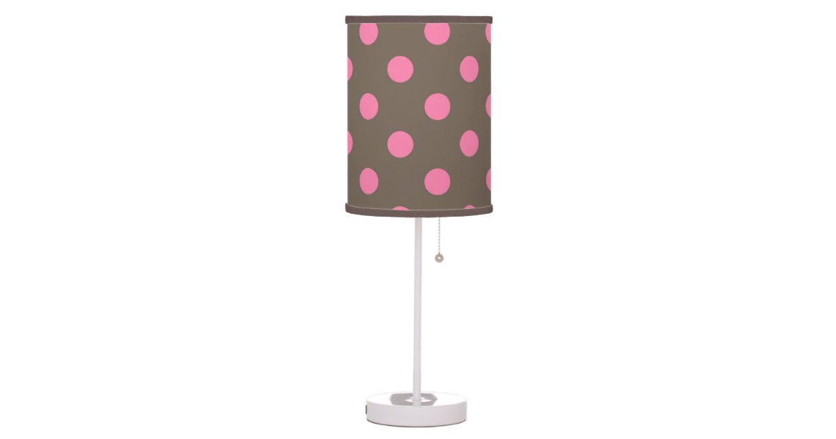 Pink Brown Polka dot table lamp | Zazzle