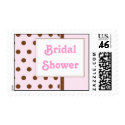 Pink & Brown Polka Dots - Bridal Shower postage