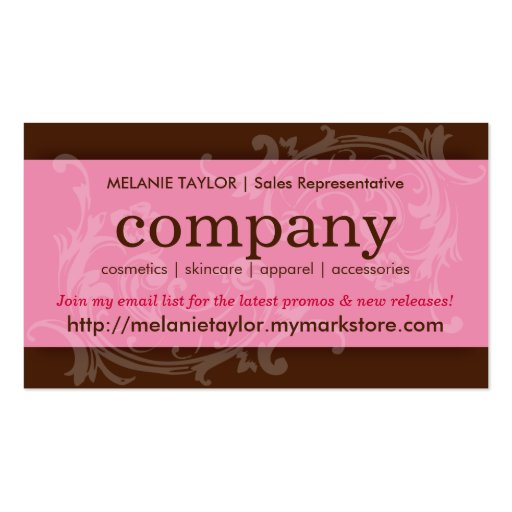 Pink & Brown Promo Card Business Card Template (back side)