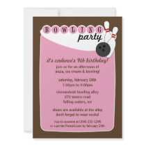 Pink/Brown Retro Bowling Alley Bowling Birthday Announcement