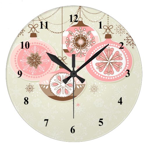 pink brown retro christmas ornaments wall clock zazzle pink brown retro christmas ornaments wall clock zazzle