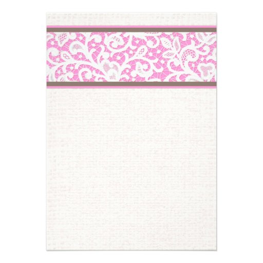 Pink Brown Rustic Burlap Linen Wedding Invitations