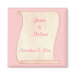 Pink & Brown Scroll Save the date Wedding Magnets magnets