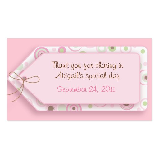 Pink Brown Sweet Girl Polka Dot Favor Tags Business Card Templates (front side)