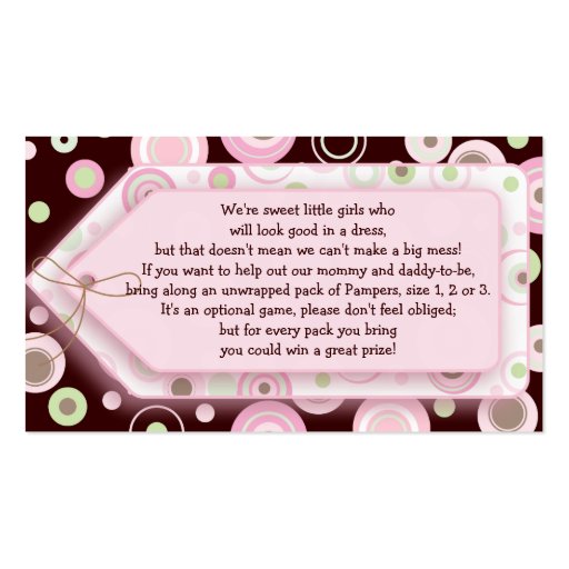 Pink Brown Sweet Girl Polka Dot Game Card Business Card Template (front side)