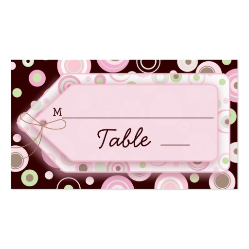 Pink Brown Sweet Girl Polka Dot Seating Cards Business Cards (front side)
