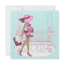 Pink Brown Teal Blue Baby Shower Invitations
