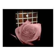 Pink brown tint rose against five string bass fret print