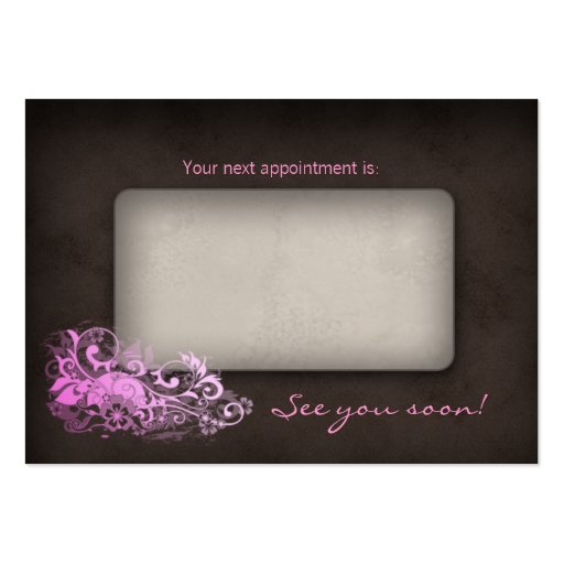 Pink Brown Trendy Salon Spa Appointment Card Business Card Template (back side)