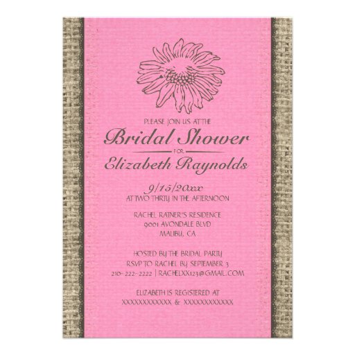 Pink Brown Vintage Lace Bridal Shower Invitations