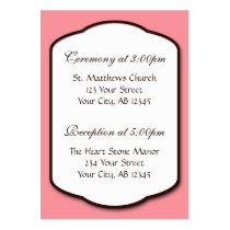 Pink Brown & White Wedding Guest Reference Cards Business Card Template