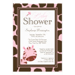Pink + brown zebra girls baby shower invitation invitations