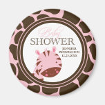 Pink + brown zebra girls baby shower magnet magnets