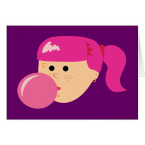 Pink Bubble Gum Girl Greeting Card