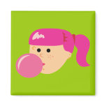 Pink Bubble Gum Girl Refrigerator Magnet