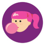 Pink Bubble Gum Girl Sticker