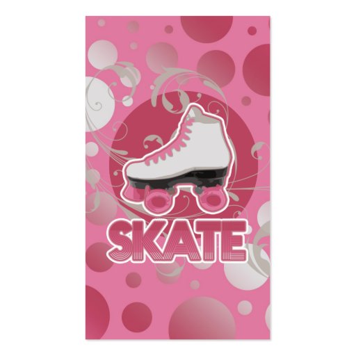 Pink Bubble Swirl Roller Skate, Skating Business Cards (back side)