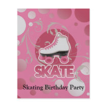 Pink Bubble Swirl Roller Skate, Skating Full Color Flyer