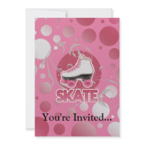 Pink Bubble Swirl Roller Skate, Skating Invitations