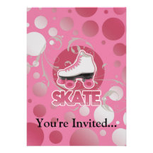 Pink Bubble Swirl Roller Skate, Skating Invitations
