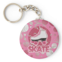 Pink Bubble Swirl Roller Skate, Skating Keychain
