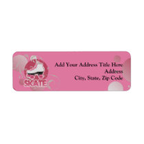 Pink Bubble Swirl Roller Skate, Skating Return Address Labels