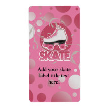 Pink Bubble Swirl Roller Skate, Skating Shipping Labels